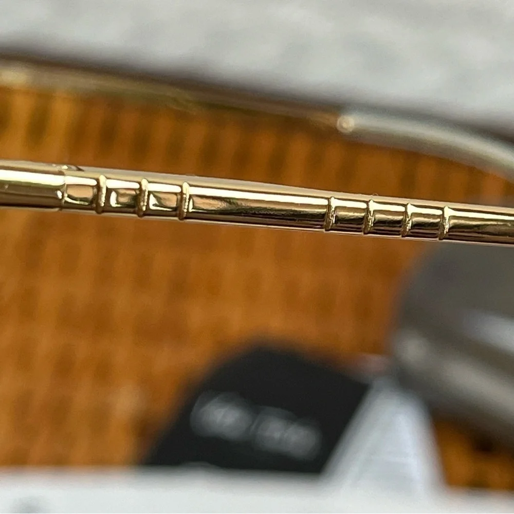 NWB VEDA TINDA Sunglasses, Case and Croakies Green Tint Gold Frames